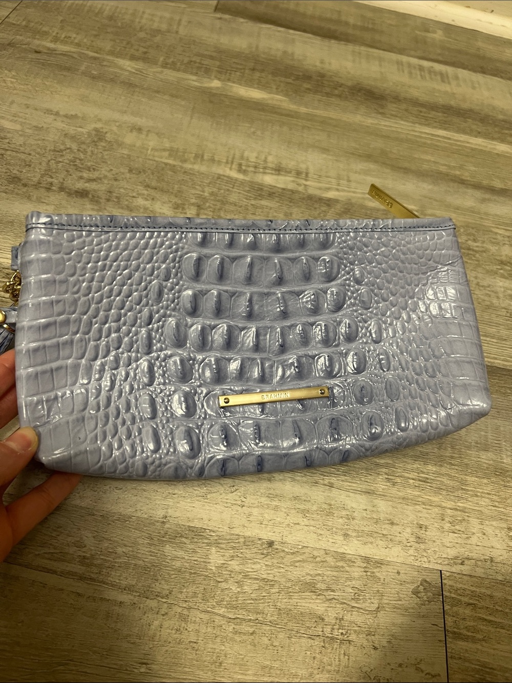 Periwinkle Brahmin Wristlet with Gold Hardware